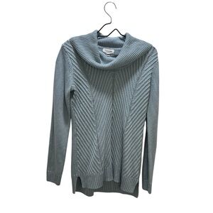 Calvin Klein Blue Turtleneck Sweater with Ribbed Knit